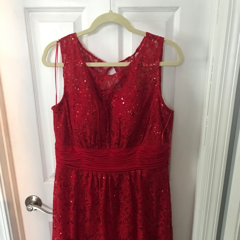 Red sequin party dress